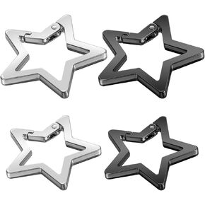 4 Pcs Star Shaped Stainless Steel Keychain Clip Cute Keychain Carabiner Hook Clip Carabiner Clip Carabiners Keychain Key Chain Charms Key Holder for Keys Wallet Purse Handbag Backpack Accessory