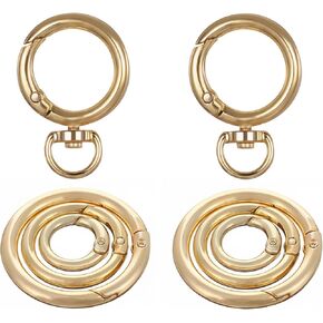 Key Rings Carabiner Key Ring O Rings Clip Keychain, Metal Spring Round Carabiner Purse Wrist Strap Closure Shoulder Bag Chain Rings Clip Spring Key Ring Buckle for Keychains, Purse, Bag, Handbag