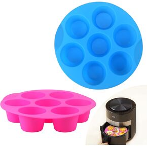 Xangnier Silicone Muffin Pan for 3QT-5QT Air Fryer ، 2 PCS Cupcake Tray Mould ، مقلاة الهواء غير القابلة لإعادة الاستخدام غير القابلة لإعادة الاستخدام