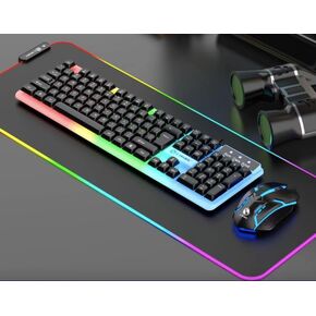 RGB Backlit Black 104 Keys Wired Gaming Keyboard and Mouse, USB Connection