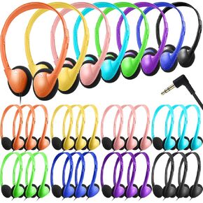 Chumia 32 Pack Headphone Earphones Bulk for School Headphones with 3.5 mm Plug for School Classroom Library Students Kids Children Teen and Adults(Multicolor)