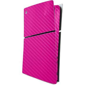 MightySkins Carbon Fiber Skin for PS5 Playstation 5 Slim Digital Edition Console Only - Solid Hot Pink Protective Durable Textured Carbon Fiber Finish Easy to Apply Made in The USA