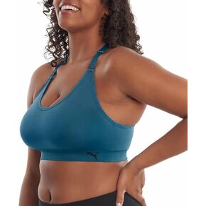 PUMA Women Sports Bra, 3-Pack (Adriatic/Ocean Tropic/Heather Gray, Medium)