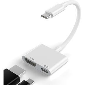 USB C to HDMI Adapter,USB-C to Digital AV Adapter 4K Video & Audio Sync Screen Converter, Type C to HDMI Woven Cord with 100 PD Fast Charging for iPhone 15/16, MacBook, iMac, iPad, Galaxy, Pixel, Dell