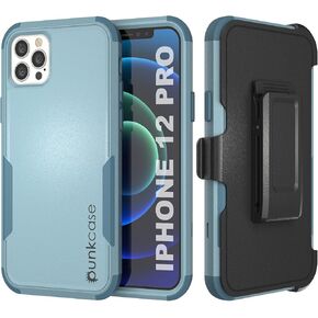 Punkcase for iPhone 12 Pro Belt Clip Holster Case [Patron Series] 4-1 Rugged & Protective Multilayer Phone Cover W/Integrated Kickstand for iPhone 12 Pro (6.1") (2020) [Mint]