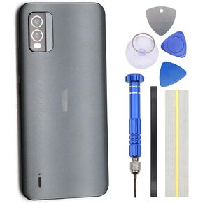 Gray Back Cover Replacement for Nokia C210 with Flash Cover Volume Button Cover Rear Camera's Glass Cover and Installation Toolkit