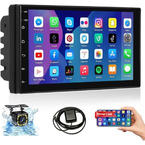 Hikity 1+32G Android 13 Double Din Car Radio, 7 Inch HD Touchscreen Bluetooth Car Stereo with GPS Navigation System WiFi FM Mirror Link FM Car Receiver Backup Camera Mic
