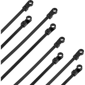 Black Zip Ties with Screw Hole 100 PCS Heavy Duty Nylon Wire Ties Mountable Head Cable Tie Black Multipurpose Cable Cord Management for Indoor Outdoor Home Office Workshop