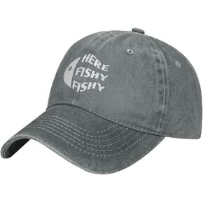 Funny Fishing Cap Here Fishy Fishy Fishy Cap Women Baseball Hat Fashionable Hats Gray