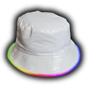 Recahrgeable Light Up Rave Bucket Hat - LED Bucket Hat for Men, Women - Iridescent Festival Hat - Neon Rave Gear