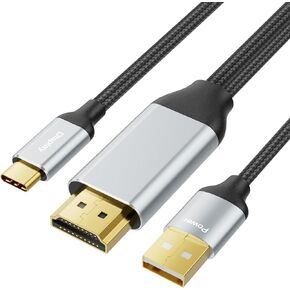 HDMI to USB C Cable Adapter 4K@60Hz 6FT, HDMI 2.0 Input to USB Type C Output Display Converter, USB Powered, Compatible with Xreal Air, Nreal Air, Steam Deck Dock, PS5, Xbox, PC, Portable Monitor