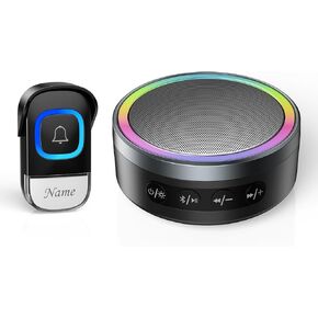 TECKNET 2 in 1 Bluetooth Speaker with Stereo Sound, Portable Bluetooth Speaker, IP66 Waterproof，Wireless Doorbell with RGB Light 400M Coverage 100dB / Mute Mode