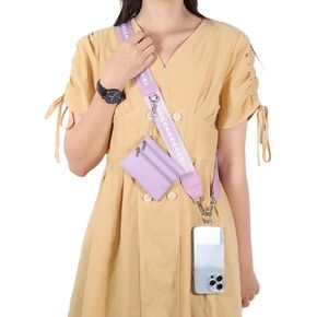 Phone Strap with Wallet - Strap for Phone, Clip and Go Strap for Phone with Wallet Crossbody Phone Strap with Zippered Pouch, Save The Girls Phone Strap with Wallet (Purple)