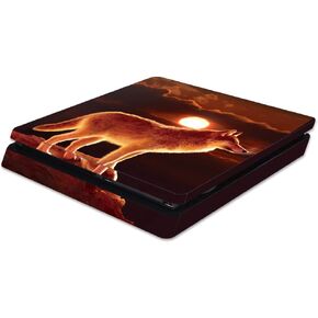 MightySkins Skin Compatible with Sony PS4 Slim Console - Sunset Wolf | Protective, Durable, and Unique Vinyl Decal wrap Cover | Easy to Apply, Remove, and Change Styles | Made in The USA