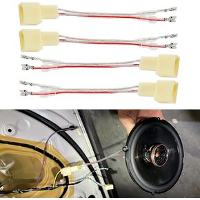 4 PCS Car Door Speaker Wiring Harness Connector, Car Audio Adapter Plug Adapter, Subwoofer Wire Modification, Compatible with Mitsubishi Subaru (White)