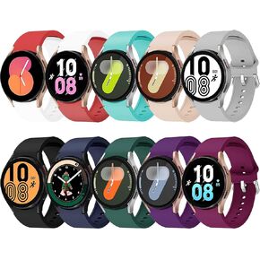 10 Pack No Gap Bands Compatible with Samsung Galaxy Watch 7 6 5 4 Band 40mm 44mm, Galaxy Watch 6 4 Classic 42mm 46mm 43mm 47mm, Galaxy Watch 5 Pro 45mm, Galaxy Watch FE 40mm, 20mm Soft Silicone Sport Strap Women Men