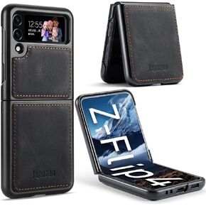 Samsung Galaxy Z Flip 3 5G Case,Galaxy Z Flip 3 Leather Phone Case with Hard Shockproof Back Cover Slim Durable, for Galaxy Z Flip 3 5G 2021 (Purple)