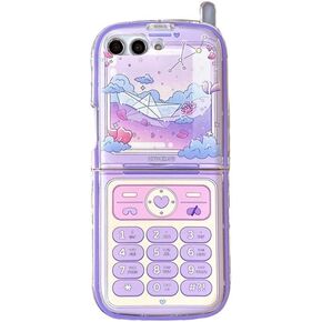 Girly Case for Galaxy Z Flip 6 Cute Purple Boat Print, Lovely Case for Samsung Galaxy Z Flip 6 with Hidden Stand, Woman Protective Case for Galaxy Z Flip 6 Stylish Trendy Design
