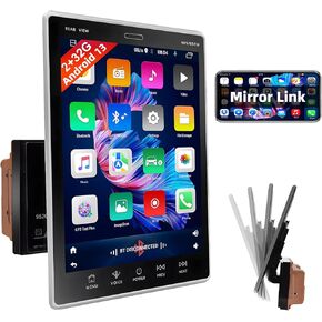 Podofo Double Din Android Car Stereo 9.5 Inch Vertical Touchscreen 2+32G Car Auto Radio with AHD Backup Camera Audio Receivers with GPS Navigation WiFi FM/RDS Radio Split Screen Dual USB/AUX Mic