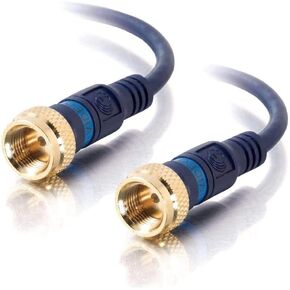 Legrand - C2G Mini Coax F-Type Cable, Blue Mini Coaxial Cable, 12 Foot F-Type Cable for TV with F-Type Coaxial Cable Connections, 1 Count, C2G 27228