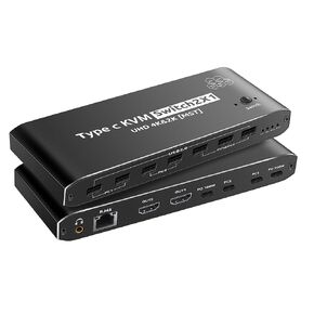 HDMI KVM Switch, HDTeka 2x1 KVM Switch with 7 USB-A Ports, 100W PD Charging, RJ45, Thunderbolt 40Gbps, 4K@60Hz Extended Display for 2 PCs & 1 Monitor, Includes 2 Thunderbolt USB-C 40Gbps Cables