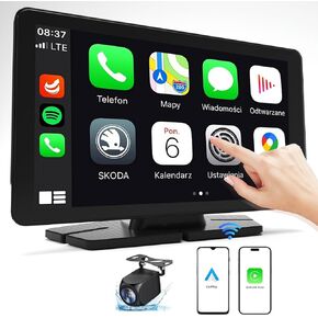 Wireless Carplay Screen, 7" HD Touchscreen Portable Car Stereofor Car with Apple CarPlay & Android Auto, Backup Camera/Siri/Bluetooth WiFi/GPS Navigation/AUX for All Vehicles