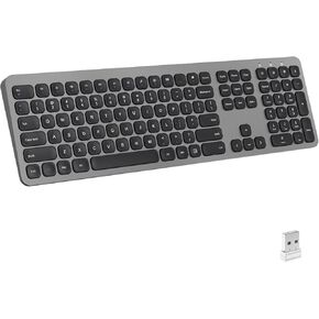 cimetech 2.4GHz Wireless Keyboard with Number Pad Full Size Design for Laptop Desktop PC Tablet, Windows iOS Android - Grey