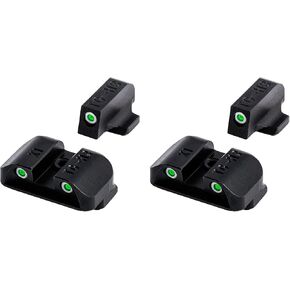 TRUGLO Tritium Front and Rear Handgun Night Sights with White Rings and Glowing Green Dots Compatible with Springfield XD, XDM, & XDS Pistols (2 Pack)