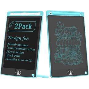 [2 Pack] TIQUS 8.5 Inch LCD Writing Tablet Pad,Check List Memorandum to Do List for Using at Home Office Kitchen,Use for Deaf and Mute Communication [Light Blue]