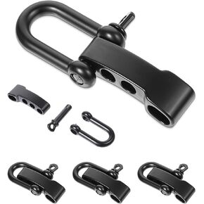 4Pcs Paracord Bracelet Shackle Buckle, Bow Shackle Metal Survival Bracelet Shackle D Ring Shackle Black Adjustable U Buckle Clip Anchor Shackle Screw Pin M5 for Camping Bracelet, Paracord Watch Band