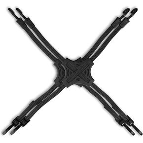 Tack Strap – 4-Way Flat Bungee Cord with Rubber Pad Grip, Non-Slip Tie Down Straps for Motorcycle, ATV, Kayak, Cycling, Camping, Truck Storage, Adjustable Bungee Cords - 2 Pack (Black)