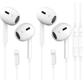 2 Packs for iPhone Headphones Wired Earbuds Earphones Nosie Reduction Built-in Microphone & Volume Control Headsets Compatible with iPhone 14/13/12/11/XR/XS/X/8/7/SE/Pro/Pro Max