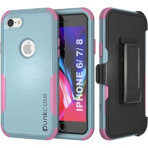 Punkcase for iPhone 8 Belt Clip Holster Case [Patron Series] 4-1 Rugged & Protective Multilayer Phone Cover W/Integrated Kickstand for iPhone 8 (4.7") (2017) [Red-Black]
