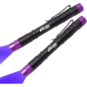 Black Light, 365nm UV Flashlight, Portable Black Light LED Flashlight, Mini Black Light for Pet Urine Detection, Handheld UV Flashlight for Resin Pet Urine Nails Money Pack of 2