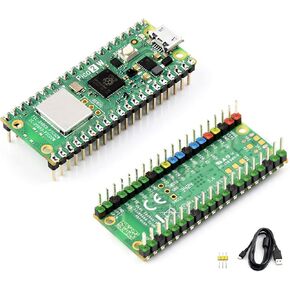Pico 2 W with Color Coded Pre-Soldered Header Compatible with Raspberry Pi Pico 2 W Board+ USB Cable, 2.4GHz 802.11n WiFi and Bluetooth 5.2, RP2350 Chip Dual-Core& Dual-Architecture Design