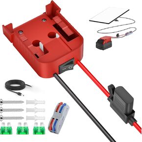 Starlink Mini Battery Adapter for Milwaukee Battery 3.3FT/1M 18AWG Starlink Mini DC Power Cable for Milwaukee Battery Adapter M18 for Starlink Mini Battery Pack Portable with 3 Fuses & Wire Terminals