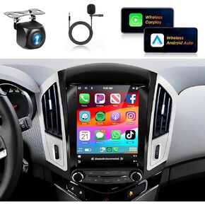 Podofo 8Core 4G 64G Car Stereo for Chevy Cruze 2012-2015 Radio with Wireless Carplay Android Auto 9.7inch 1024x768P QLED Touch Screen 5.0 Bluetooth AI Voice GPS WiFi FM/RDS Backup Camera Mic