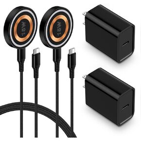 2 Pack Magnetic 15W iPhone Wireless Charger Stand Fast USB C Wall Charger Block for iPhone 15/15 Pro Max/Pro/Plus,Samsung Galaxy S24 S23 FE Ultra S22 Z Flip 5 Fold 5,Motorola Edge+ Edge 2023 Razr 40