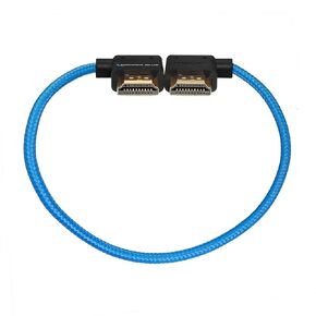 KONDOR BLUE | 12" Right Angle to Left Angle Full HDMI Straight Cable | 4K 3D Capabilities, 60Hz, HDMI 2.0, 18Gbps, HDR MetaData, & Ultra-Durable: Nylon Braided with Reinforced Connectors | Red