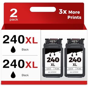 PG-240 XL 240XL Black Ink Cartridge Replacement for Canon 240 XL 240XL PG-240XL PG240 for MG3620 MG3600 TS5120 TS5100 MG2120 MG3520 MX452 MX512 MX472 MG2220 Printer (Black, 2 Pack)