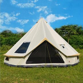 Backpacking Bell Tent with Top Stove Jack for All Year Living, 300D Oxford Waterproof Yurt Tents House for Camping Glamping,Parties,Outdoor Events