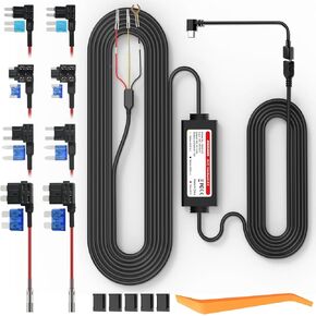 PRUVEEO 21.4ft Smart Acc Hardwire Kit for Dash Cam, Enables Parking Mode Monitor, Converts 12V-30V to 5V/3A, Low Voltage Protection, HWK-03