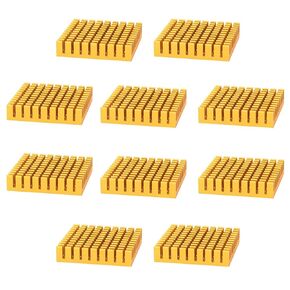 45mm Heatsink Kit 45x45x10mm 10 Pcs Cooler Aluminum Heat Sink for Cooling 3D Printer Stepper Motor TEC1-12706 Thermoelectric Peltier Module (Gold)