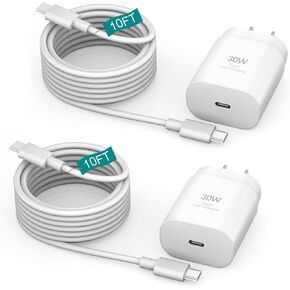 iPhone 16 15 Charger Fast Charging Type C 30W iPhone 16 15 Pro Max Charger Block 2PACK USB C 10FT Long Cable Cord for iPhone 16/16Pro Max/15/15Pro Max/15 Plus/iPad Pro Android Phone S24 S25Ultra