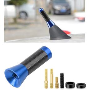 Car Short Antenna, 3.14" Stubby Aluminum Aerial Antenna with 4 Screws & 2 Rubber Gaskets, Shorty Carbon Fiber Auto Roof Mount Antenna Replacement for AM/FM Radio Reception (Black)