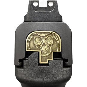 Milspin Slide Back Plate Compatible with Smith and Wesson M&P M2.0 Full Size and Compact and M&P Standard Full Size and Compact | Deep Engraved | Veteran Made in USA (Brass 3D Reaper)