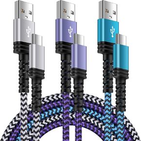 3-Pack Samsung S24 S23 USB Type C Cable Fast Charging 6FT USB C to USB A Android Phone C Charger Cord for Galaxy A16 A15 5G/S24 FE/S23Ultra/A54/A35/A55/A14/A23/Z Fold6,iPhone 16 15,Pixel 9 Pro XL 8a 7