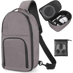 Carrying Case for Quest 3/ Quest 2/Vision Pro. Waterproof Travel Sling Bag for VR All-in-One Gaming Headset and Touch Controllers Accessories with DIY Main Compartment and Thicken Pad