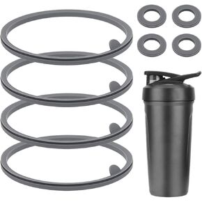 8pcs Lid Gasket Replacement for Blender Bottle Strada Flip Shaker Cup Water Bottle Parts Accessories, 2 Sizes Silicone Seal Ring for Blenderbottle Strada Flip Shaker 24 oz 28 oz(Gray)