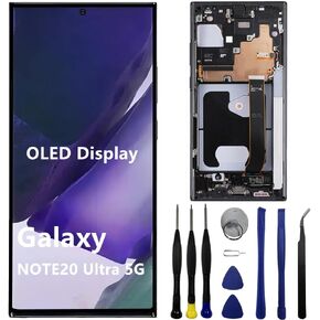 OLED for Samsung Galaxy NOTE20 Ultra SM-N985F Screen Replacement NOTE20Ultra 5G SM-N986U SM-N986U1 SM-N986W LCD Display Touch Screen Digitizer Support Fingerprint and S-Pen (with Black Frame+Tools)